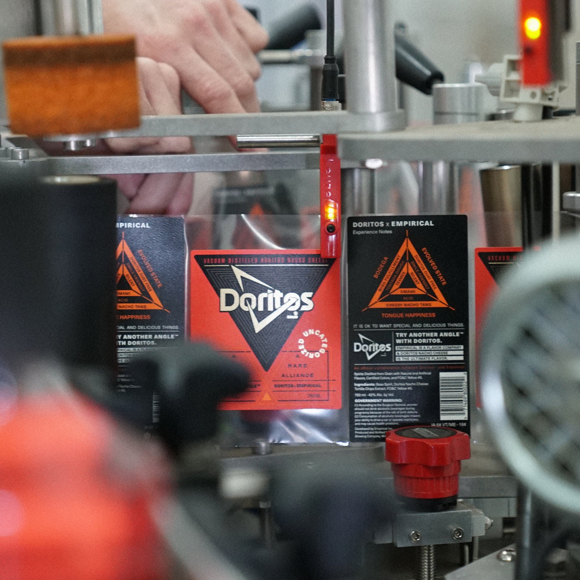 Doritos x Empirical bottles on the labeling line at the production facility
