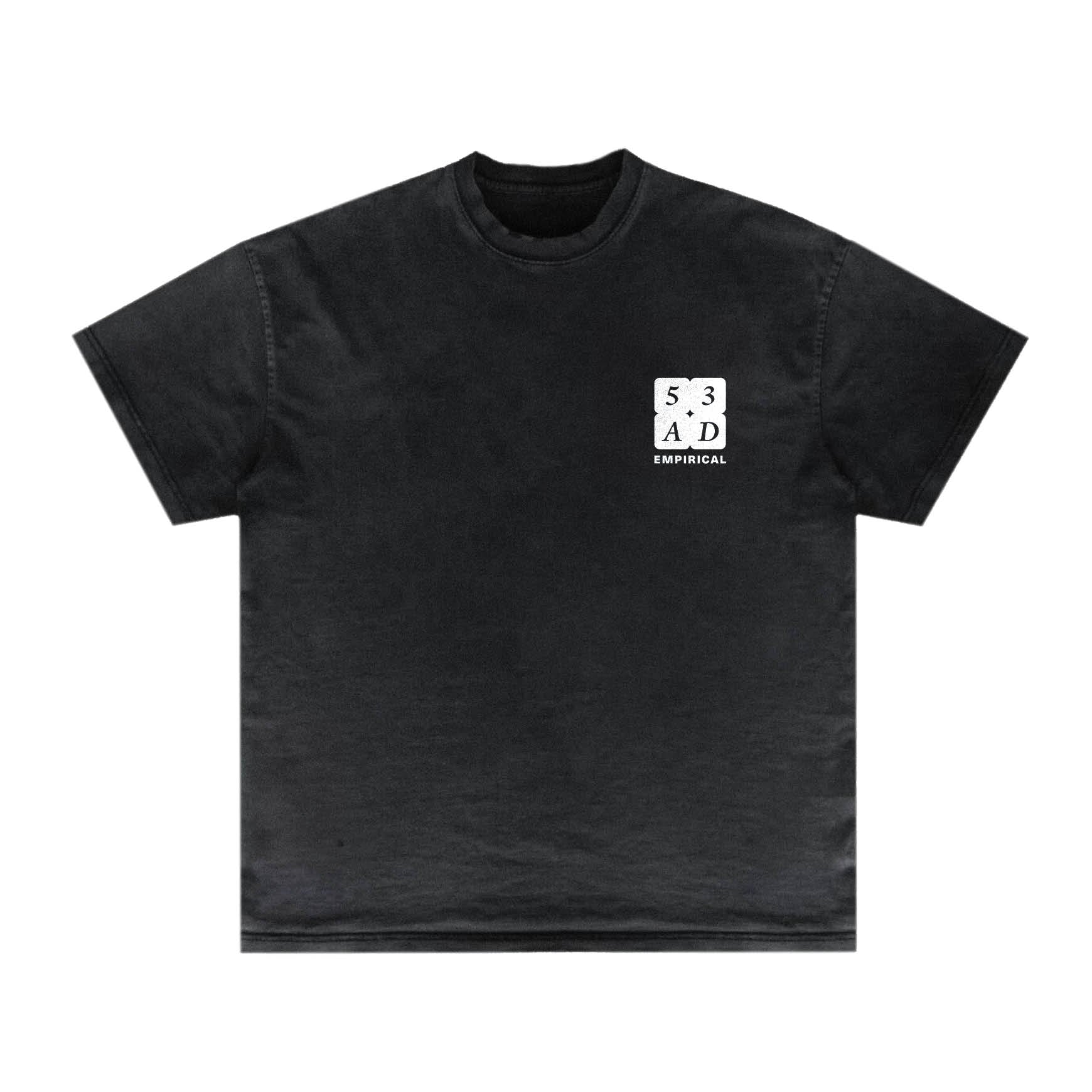 Empirical 53AD Flavor Tee, front: small 53AD chest logo on a black tee