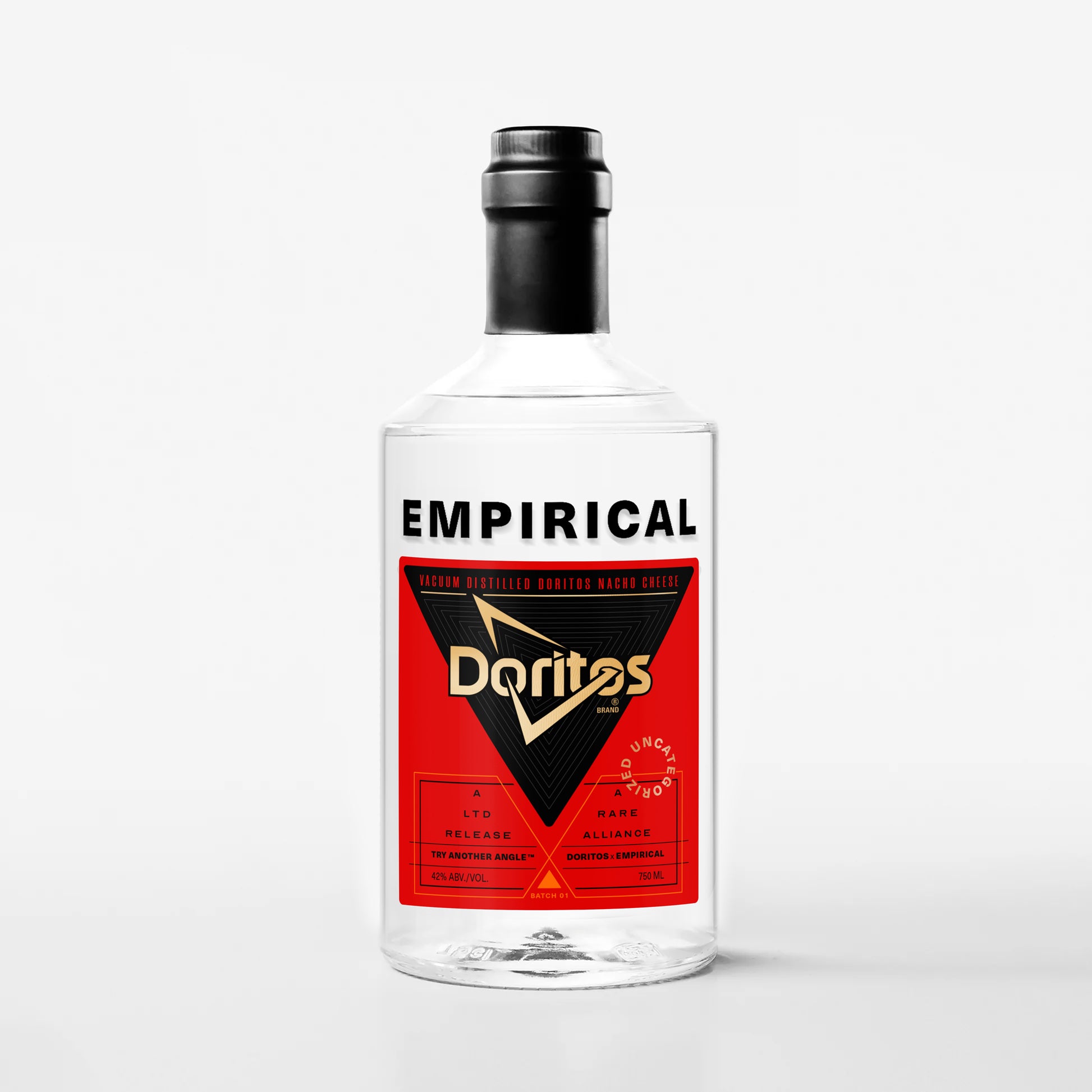 Empirical x Doritos Nacho Cheese flavored spirit, 750ml bottle, front label