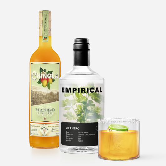 The Cilantro & Mango Bundle: Empirical Cilantro and Chinola Mango with a finished cocktail