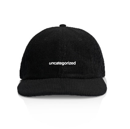 Empirical Cord Cap, front: black corduroy cap with uncategorized embroidery