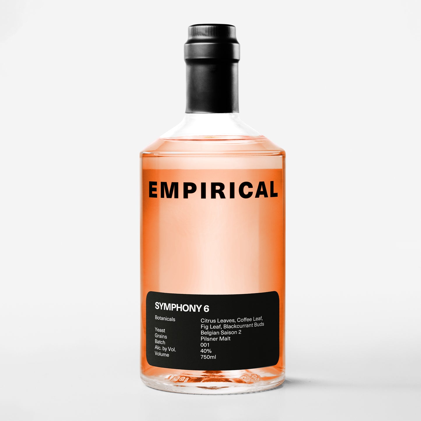 Empirical Symphony 6 750ml bottle, front label, salmon-pink spirit