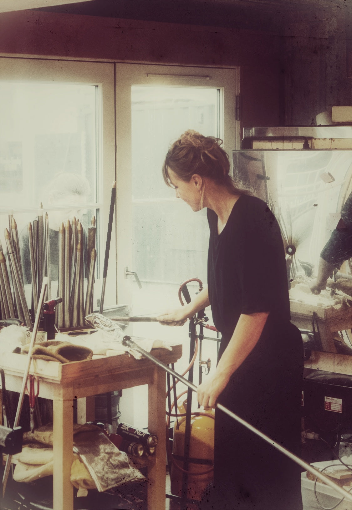 Glassblower at work in the Ehime Cask production studio
